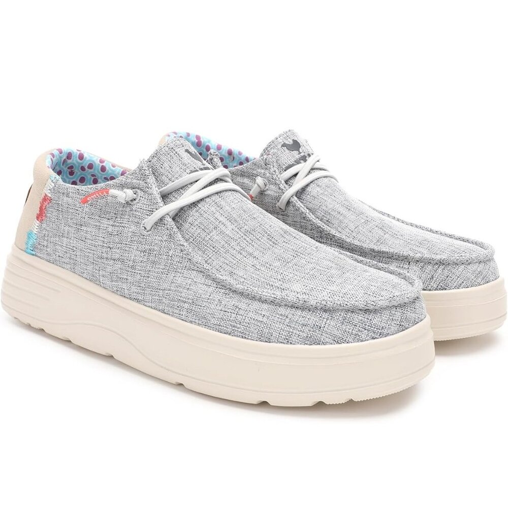 PITAS Poppy Lightweight Slip-On Loafers/Casual Shoes/Sneakers Gray/Navy Sz 7 NEW